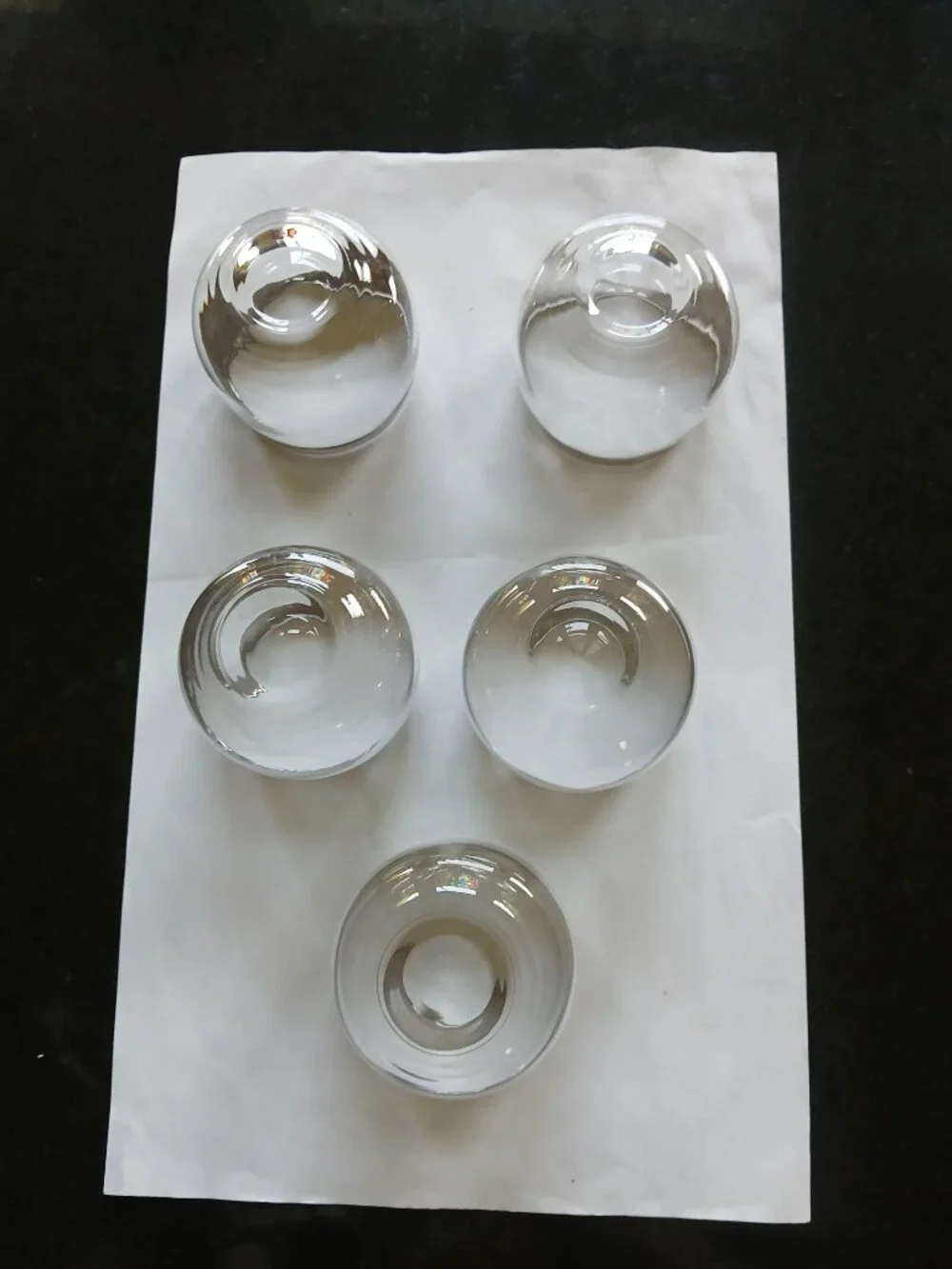 Vintage glass barware roly poly silver band MCM barware  flaws